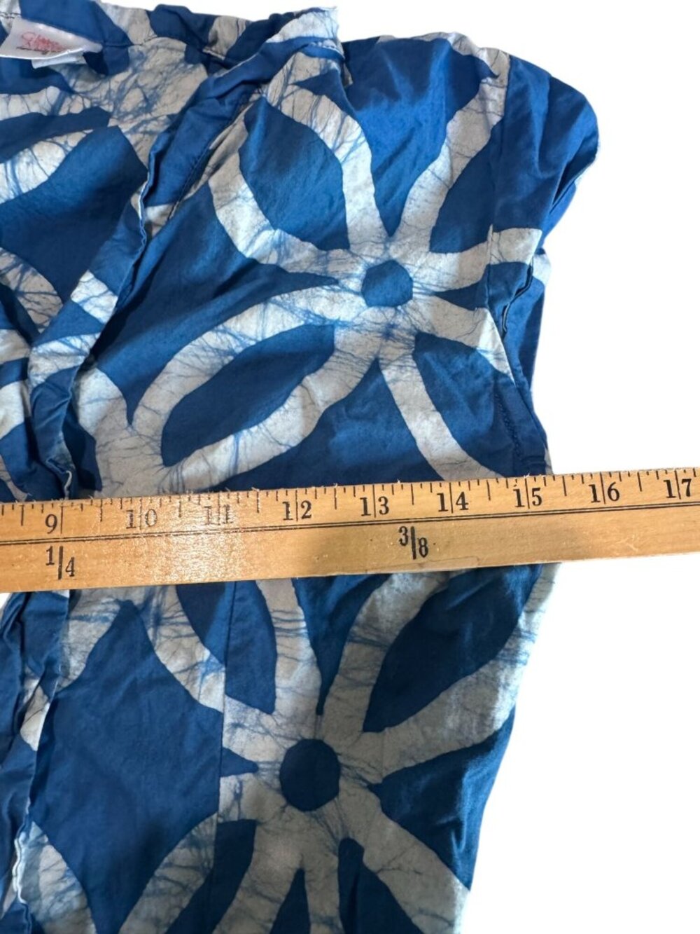 Global Mamas Blue & White Batik Cap Sleeve Dress Handmade In Ghana Small - Picture 6 of 7